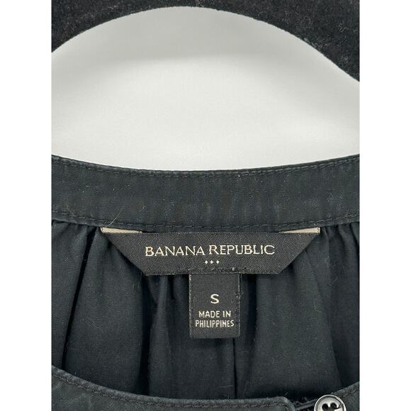 Banana Republic Black Voile Long Puff Sleeve Blouse Breathable Relaxed Casual S - Picture 3 of 7